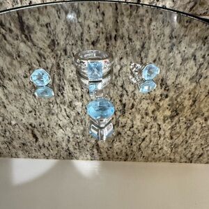 Elegant 925 Silver and Blue Jewelry Set